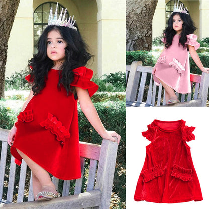 2019 Hot New Elegant Girls Dresses Ruffles Sleeve