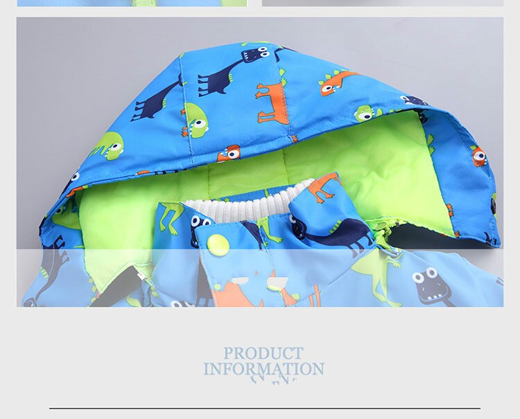 2019 Kid Baby Boy Coat Hooded Dinasour Print