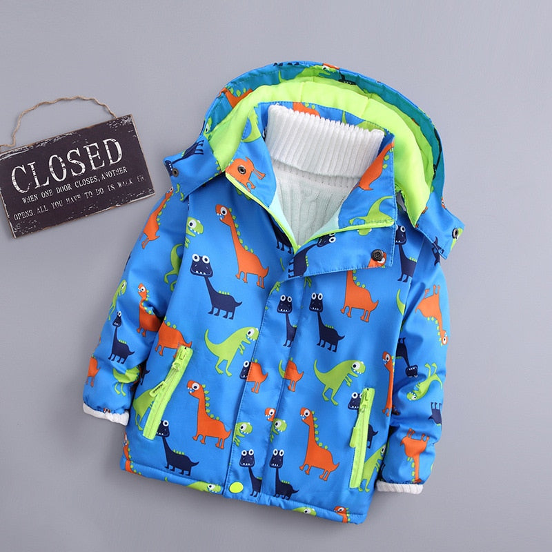 2019 Kid Baby Boy Coat Hooded Dinasour Print