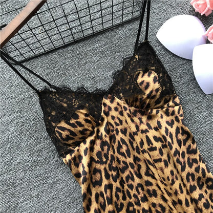 2019 Leopard Print Summer Strap Nightwear Lace