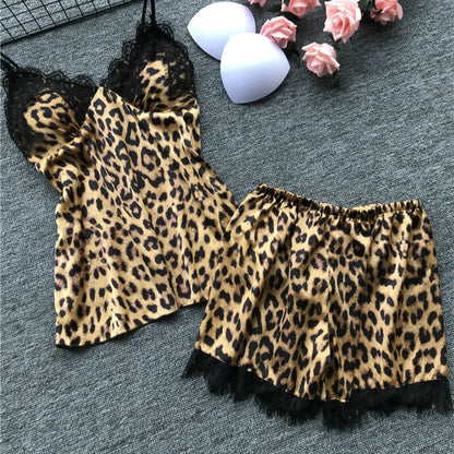 2019 Leopard Print Summer Strap Nightwear Lace