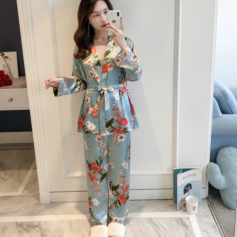 2019 New 3 PCS Women Pajamas Sets Flower Print