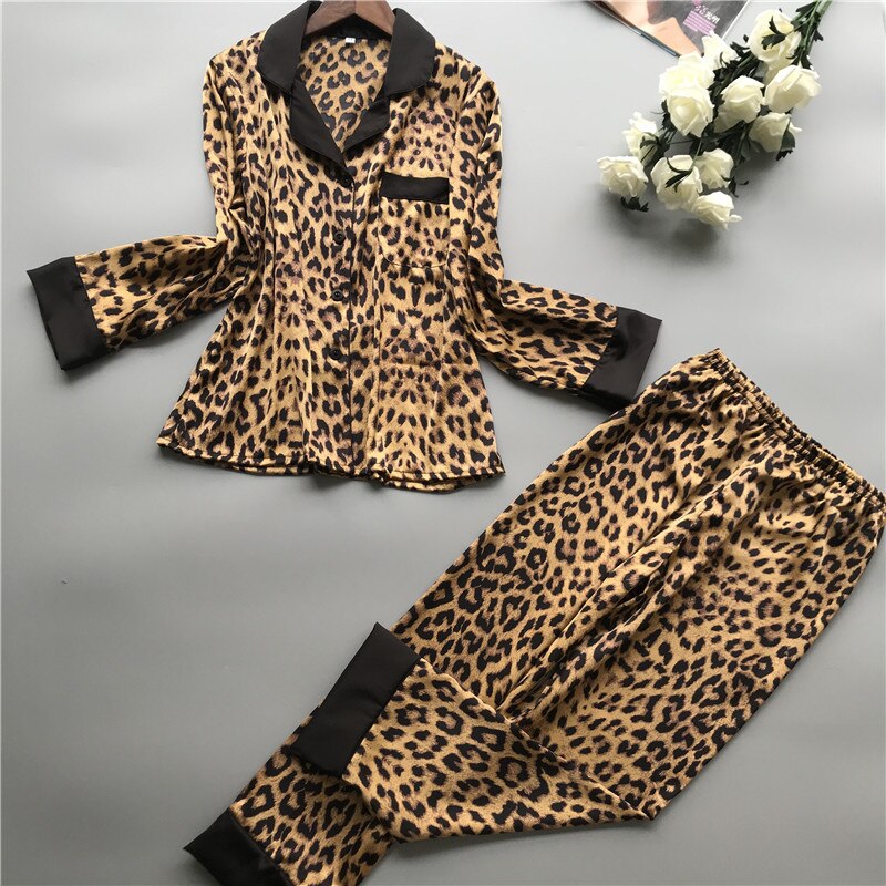 2025 Summer Leopard Print Sexy Women Pajamas Sets