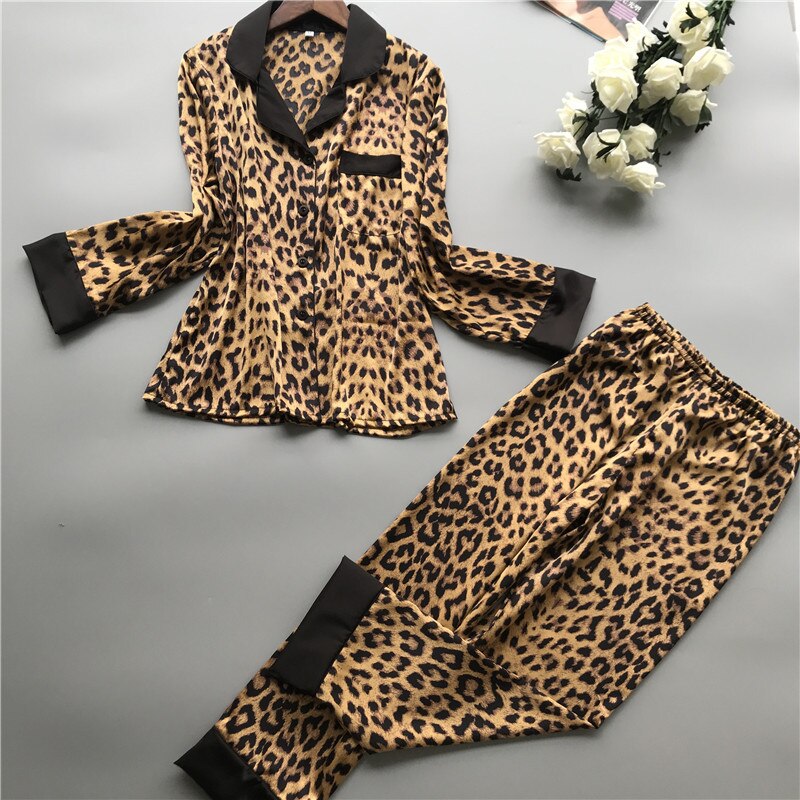 2025 Summer Leopard Print Sexy Women Pajamas Sets