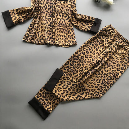 2025 Summer Leopard Print Sexy Women Pajamas Sets