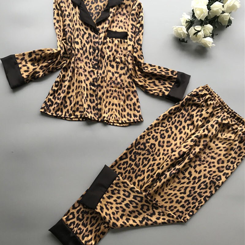 2025 Summer Leopard Print Sexy Women Pajamas Sets