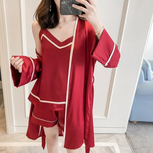 2025 Summer Women Pajamas Sets Ladies Pijama Satin