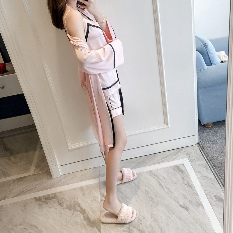 2025 Summer Women Pajamas Sets Ladies Pijama Satin