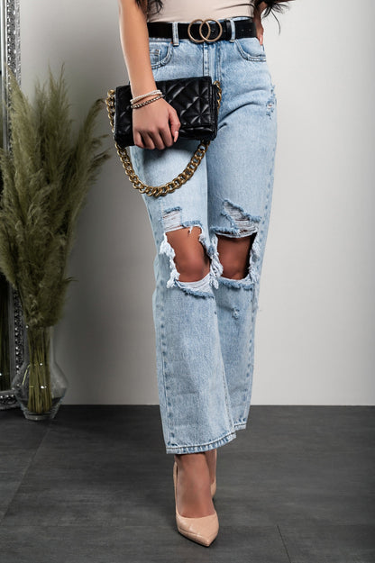 Ripped Straight Jeans Lumina, Light Blue