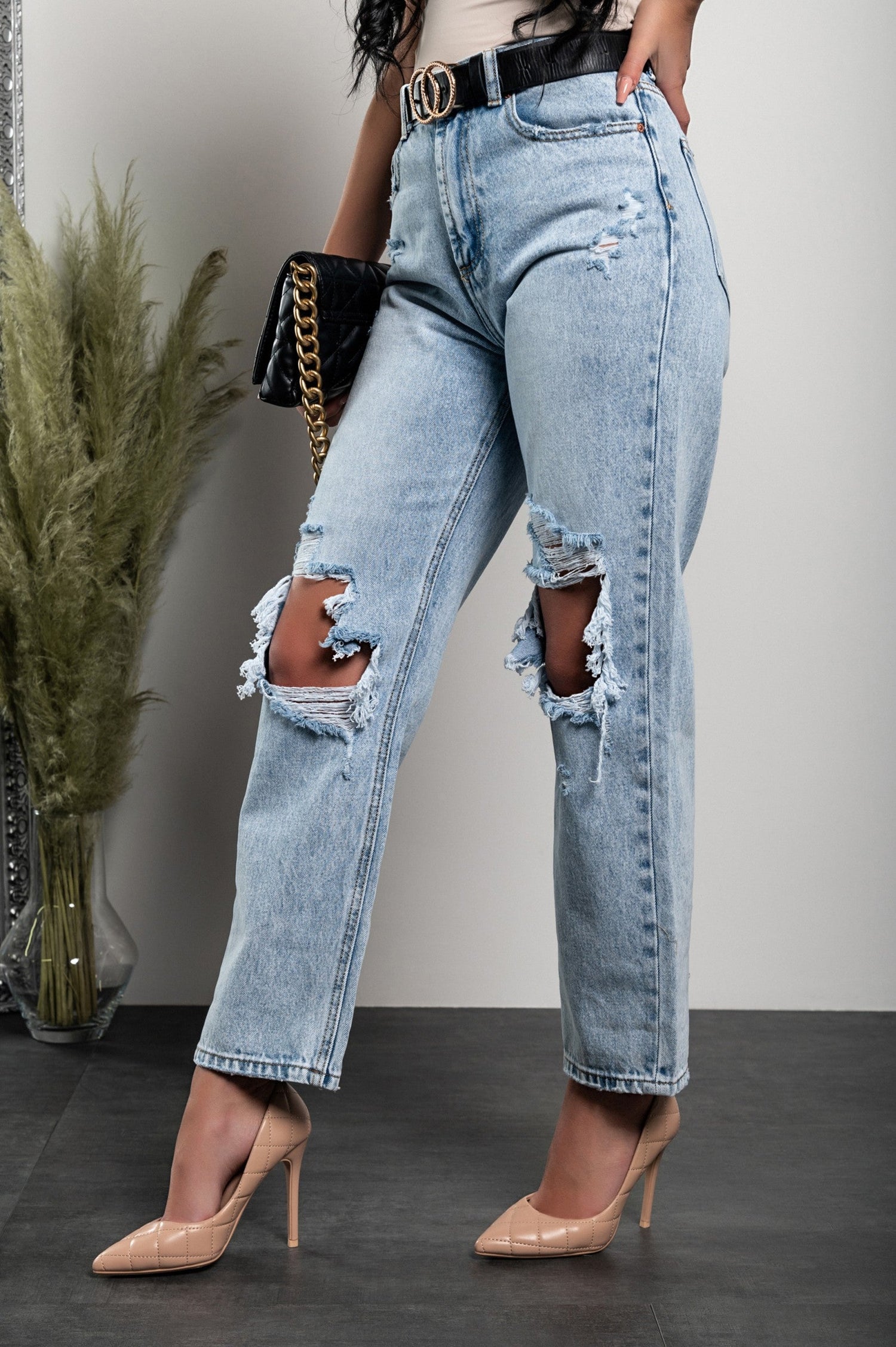 Ripped Straight Jeans Lumina, Light Blue