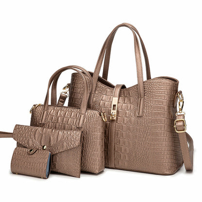 Solid Color Four-piece Handbags For Women&