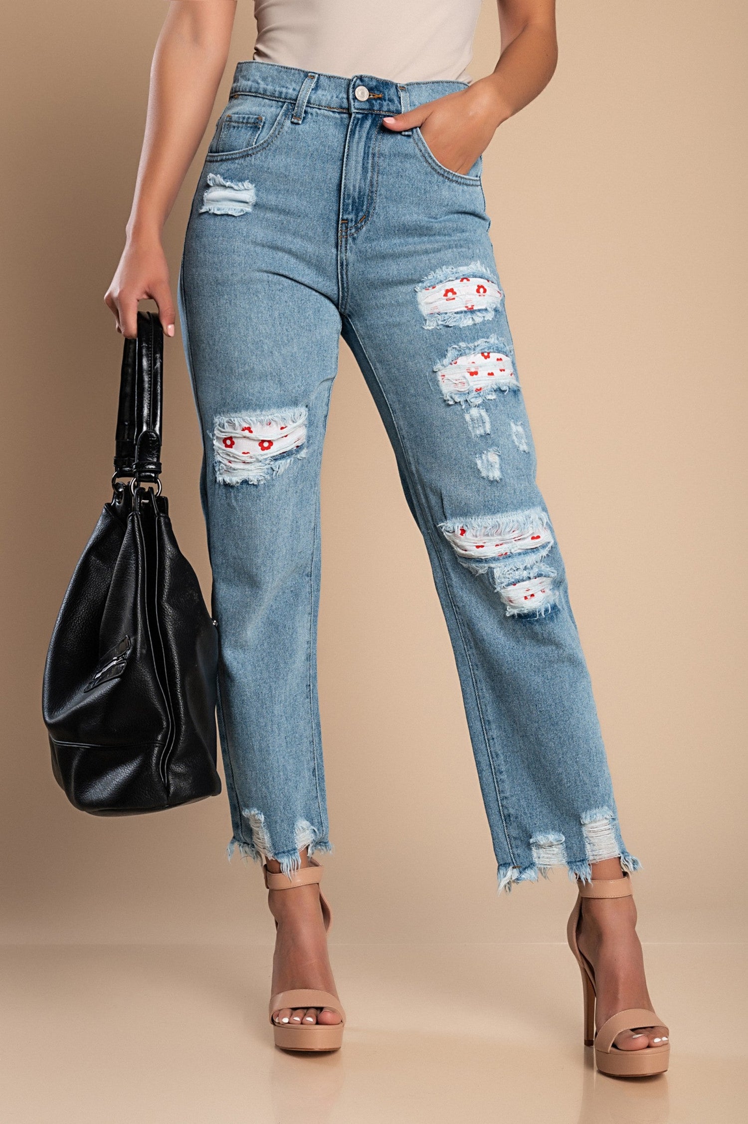 Jeans with slits Alexandria, white