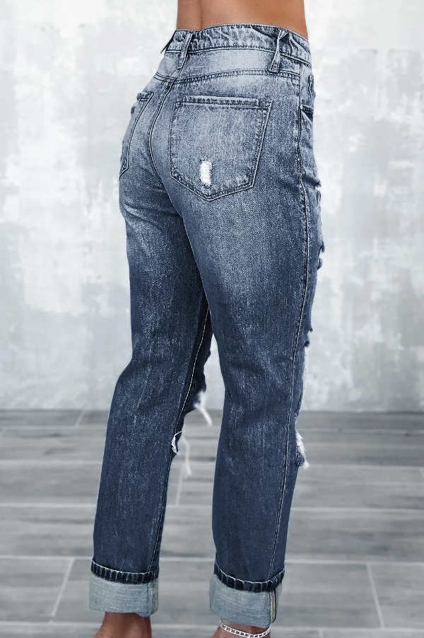 Jeans with ripped details, blue