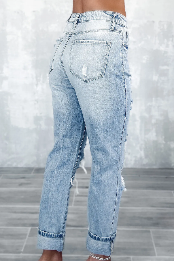 Jeans with ripped details, light blue