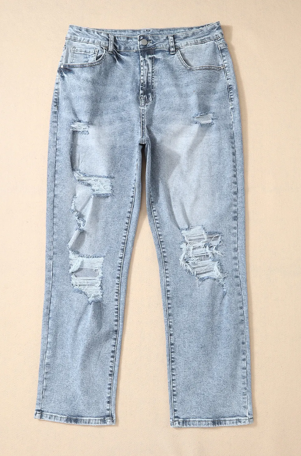 Jeans with ripped details, light blue