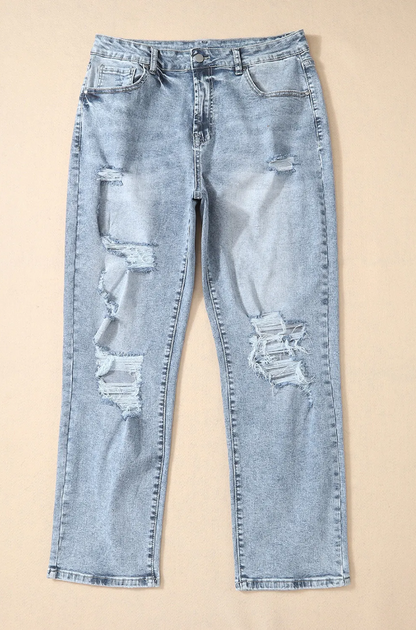 Jeans with ripped details, light blue