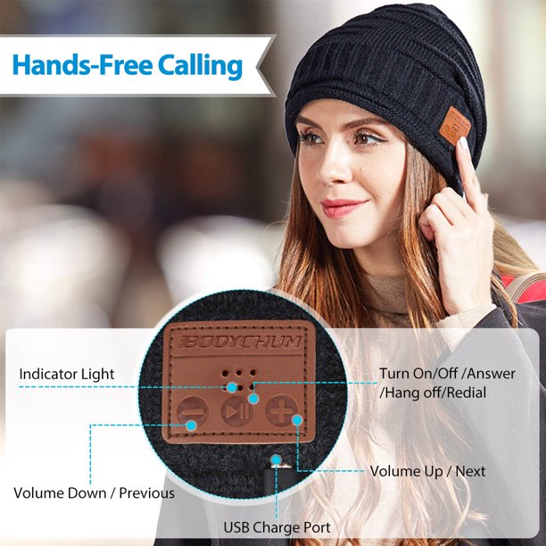 Music Beanie Hat for Men Women, Bluetooth Knitted Beanie Built-in