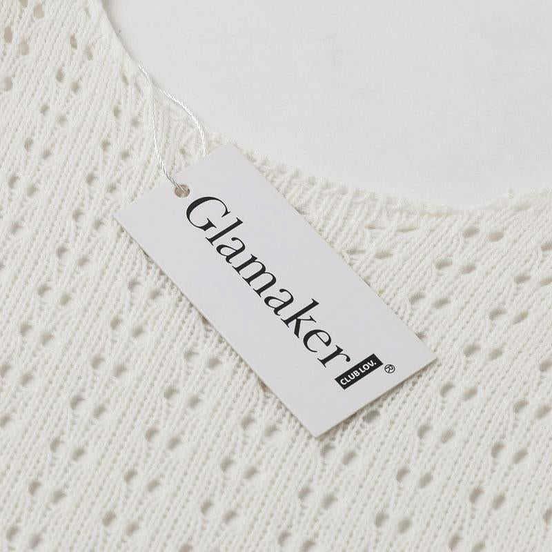 Knitted hollow out o neck pullover Women backless long sleeve