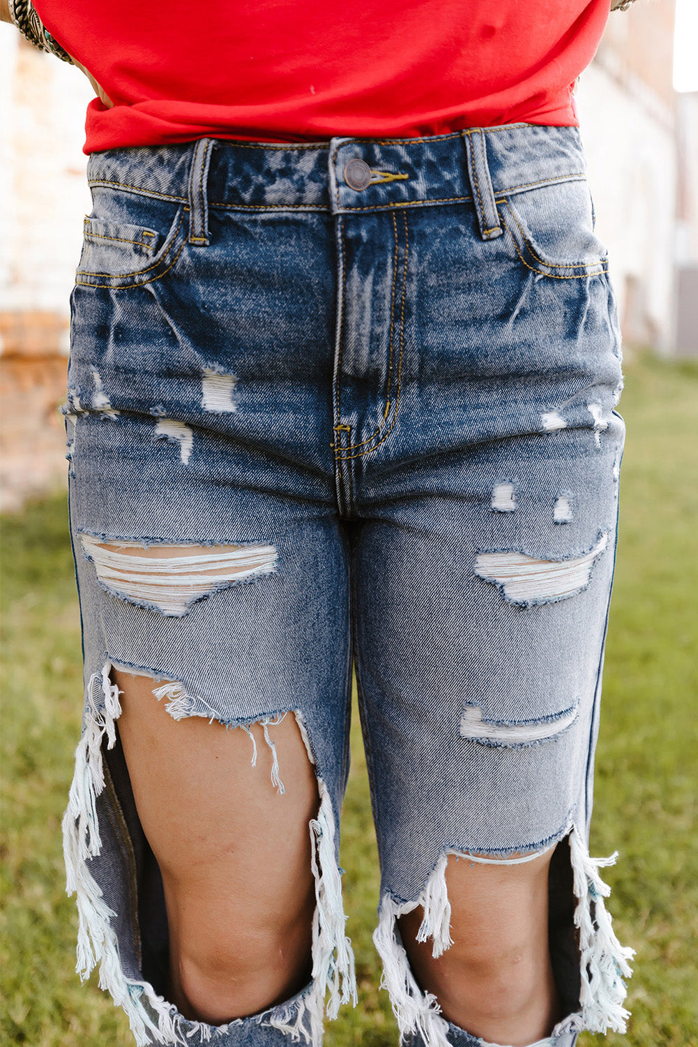 Sky Blue Ripped High Waist Boyfriend Jeans