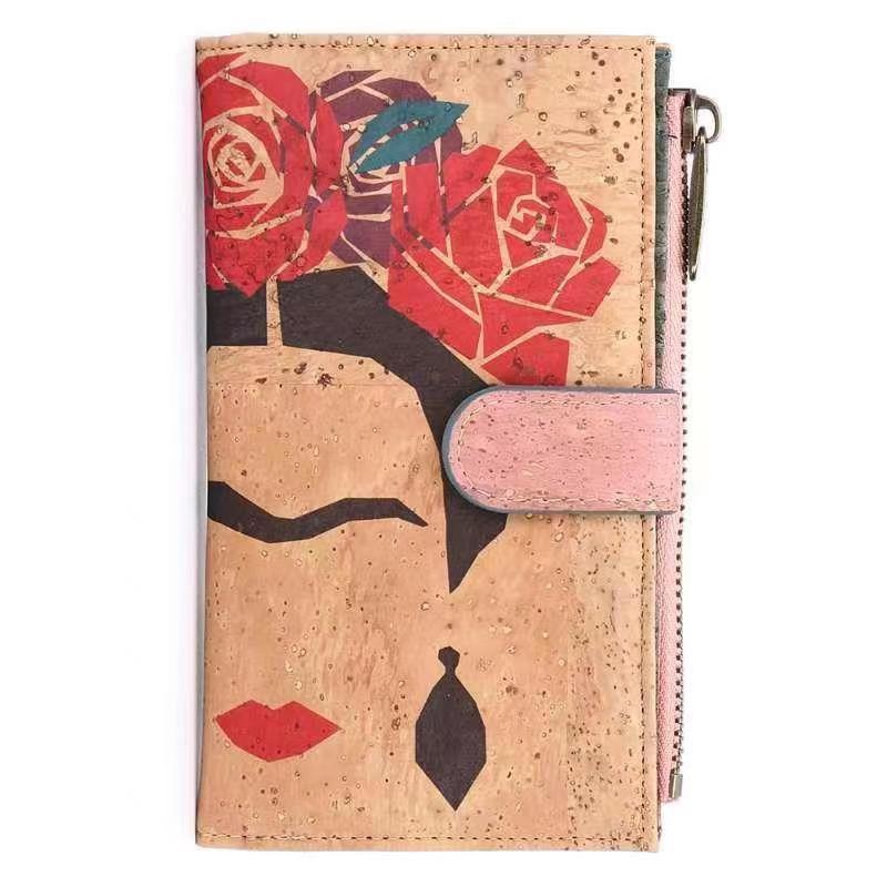 Cork wallet pattern women zipper card vegan wallet RFID BAGD-141