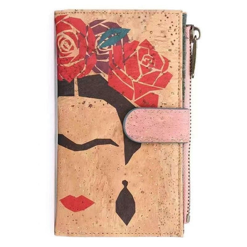 Cork wallet pattern women zipper card vegan wallet RFID BAGD-141