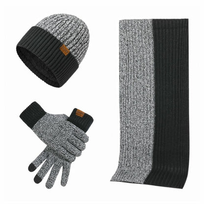 3Pcs Winter Scarf Hat Gloves Kit Beanie Hat &amp; Long Scarf &amp; Gloves Gift