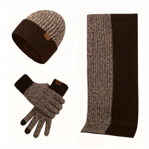 3Pcs Winter Scarf Hat Gloves Kit Beanie Hat &amp; Long Scarf &amp; Gloves Gift