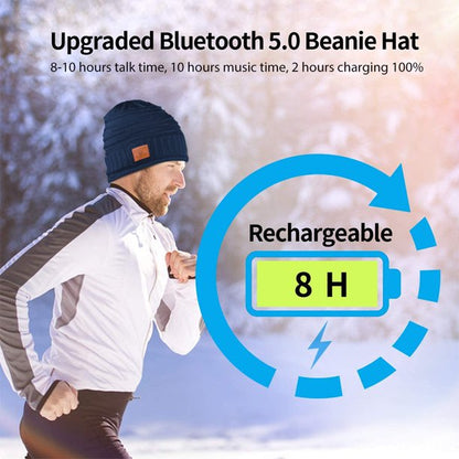 Music Beanie Hat for Men Women, Bluetooth Knitted Beanie Built-in