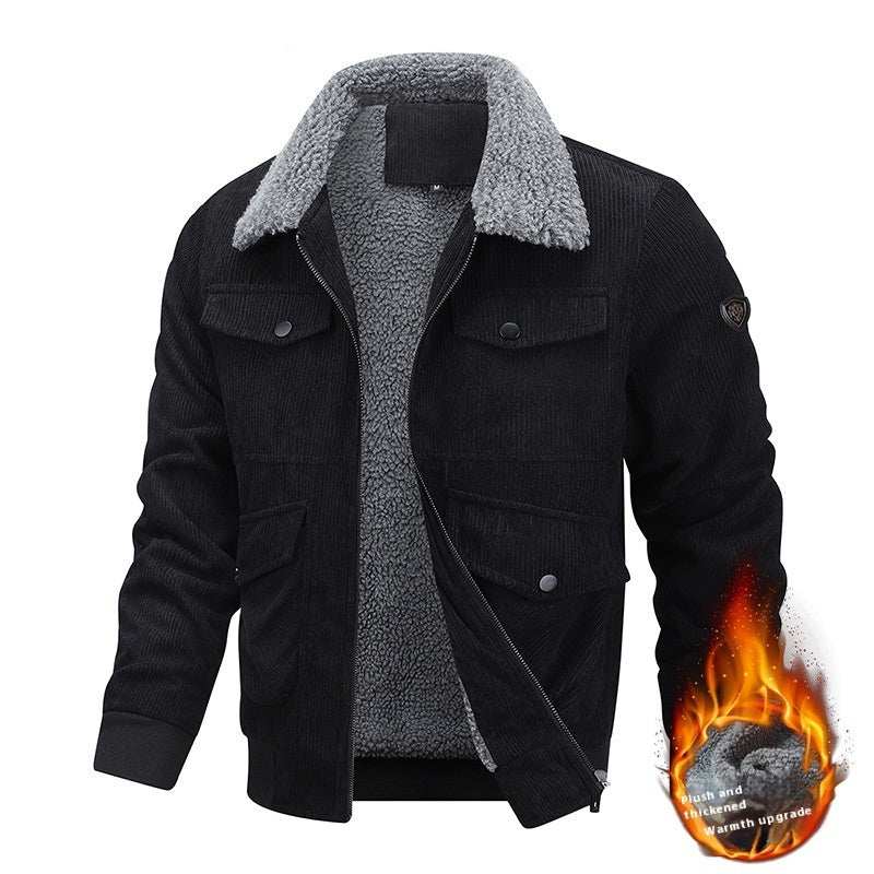 Winter Lapel Fleece Jacket With Pockets Warm