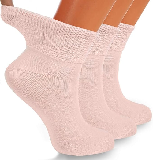 Diabetic Ankle Socks, 3 Pairs, Non-Binding, Shoe Size 5-7, Breathable