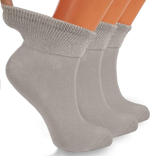 Diabetic Ankle Socks, 3 Pairs, Non-Binding, Shoe Size 5-7, Breathable