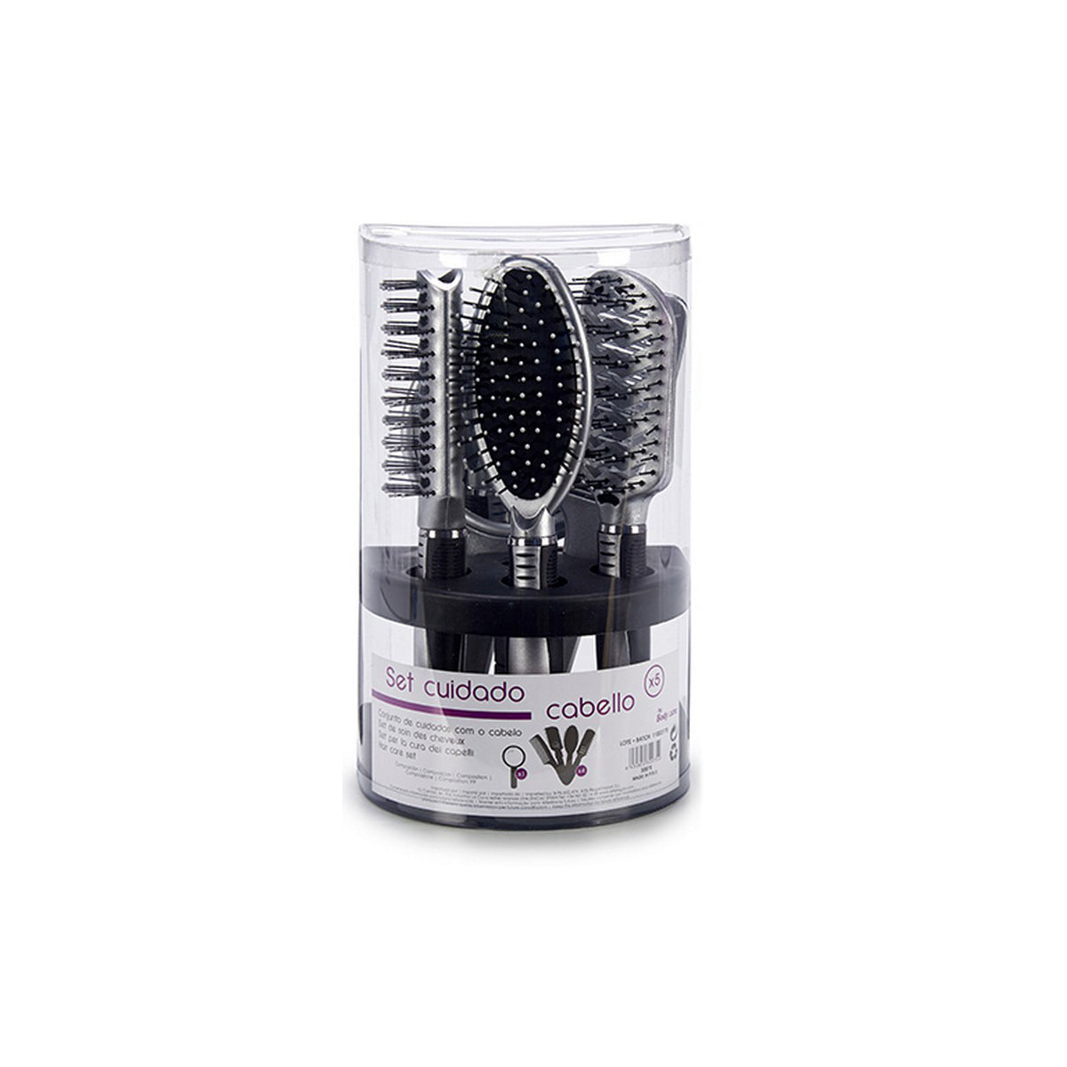 Set of combs/brushes Mirror Black Purple Plastic