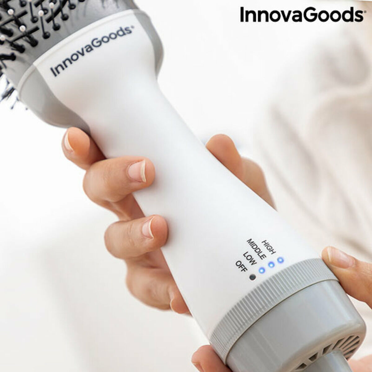 Ionic Dryer and Volumising Brush Volumio InnovaGoods White Grey 1000 W