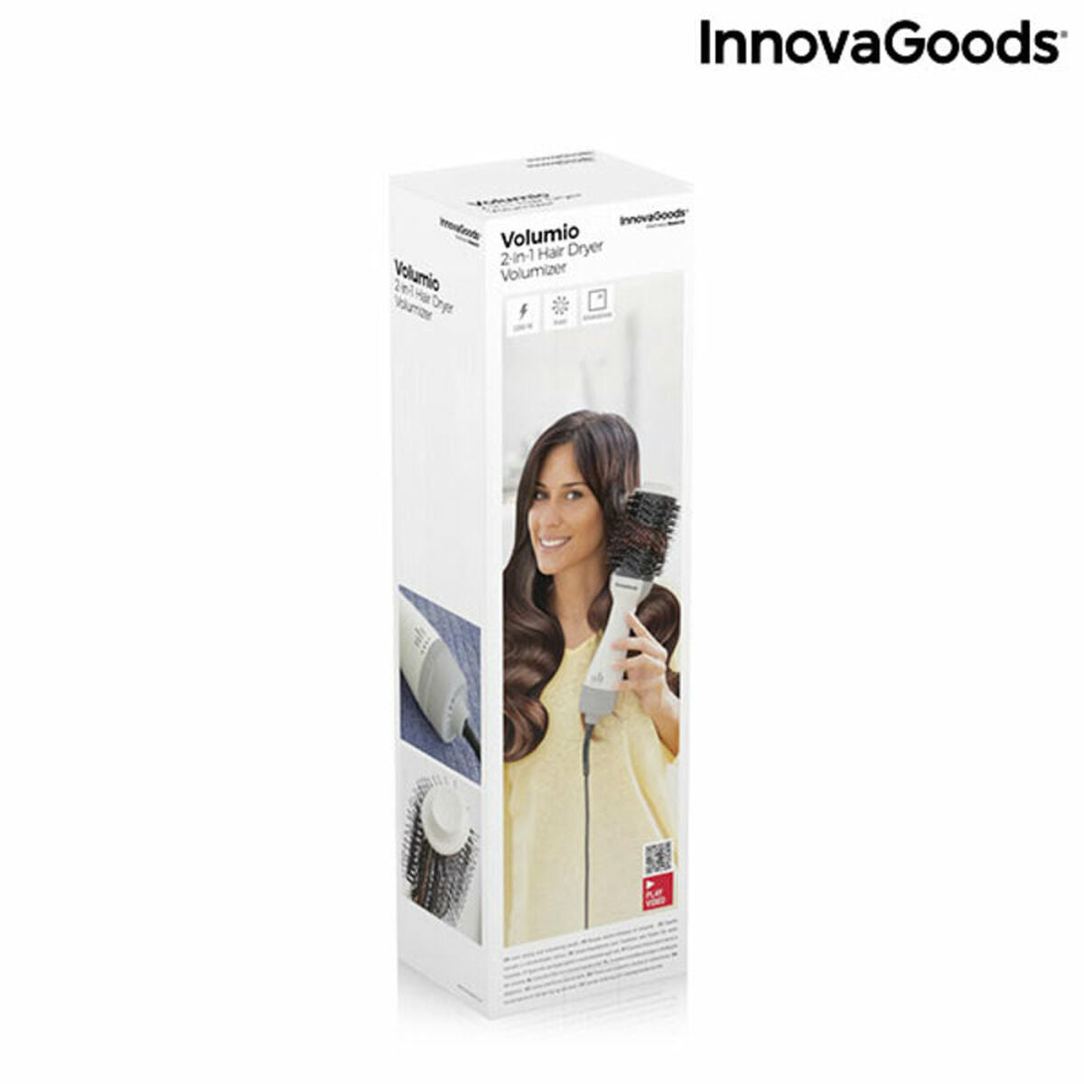 Ionic Dryer and Volumising Brush Volumio InnovaGoods White Grey 1000 W