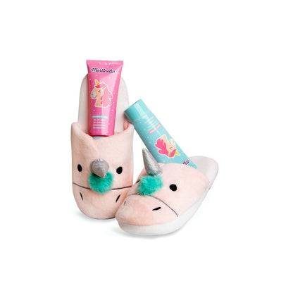 Bath Set IDC Institute Unicorn Body Lotion Bath Gel House Slippers 2 x