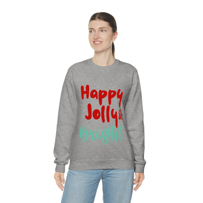 Womens Happy Jolly &amp; Bright Sweatshirt