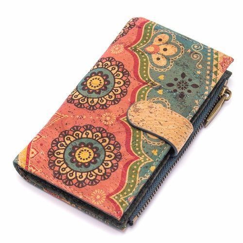 Cork wallet pattern women zipper card vegan wallet RFID BAGD-141