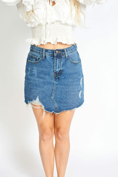 Amalia Ripped Denim Mini Skort