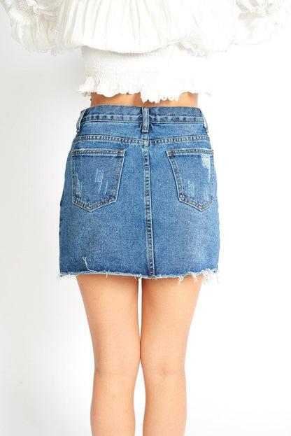 Amalia Ripped Denim Mini Skort