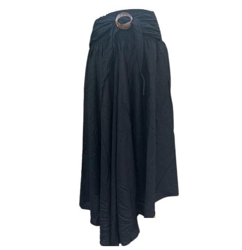 Bohotusk Plain Black Long Skirt With Coconut Buckle (&amp; Strapless