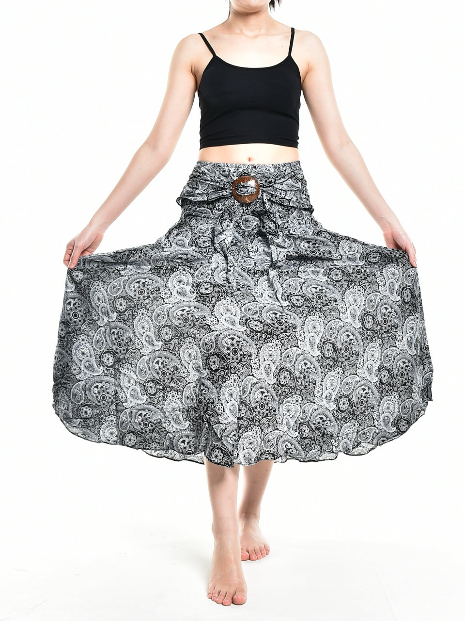 Bohotusk Black Orbit Long Skirt With Coconut Buckle (&amp; Strapless