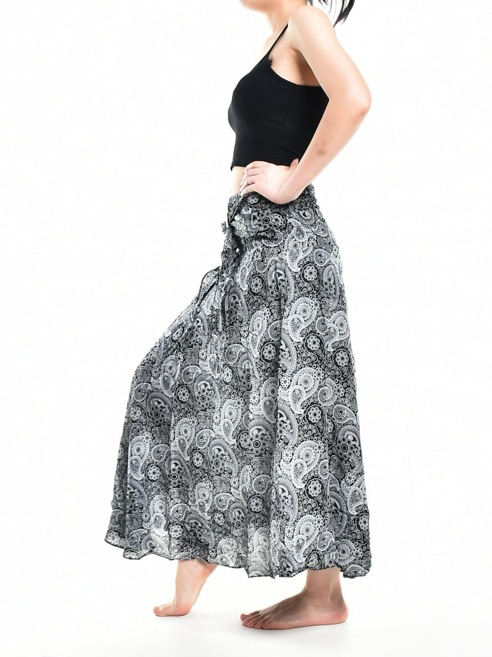 Bohotusk Black Orbit Long Skirt With Coconut Buckle (&amp; Strapless