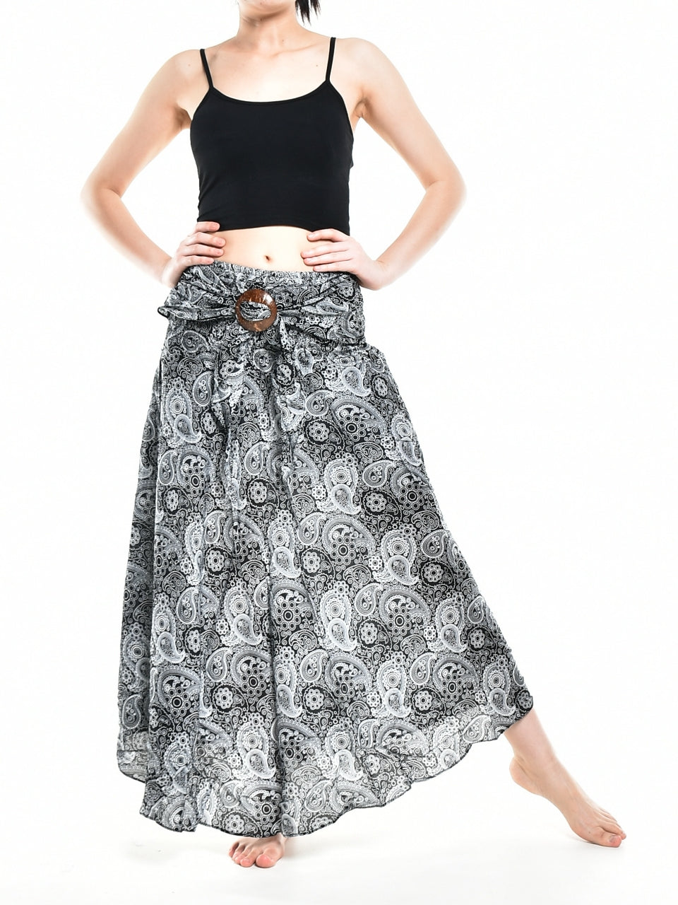 Bohotusk Black Orbit Long Skirt With Coconut Buckle (&amp; Strapless