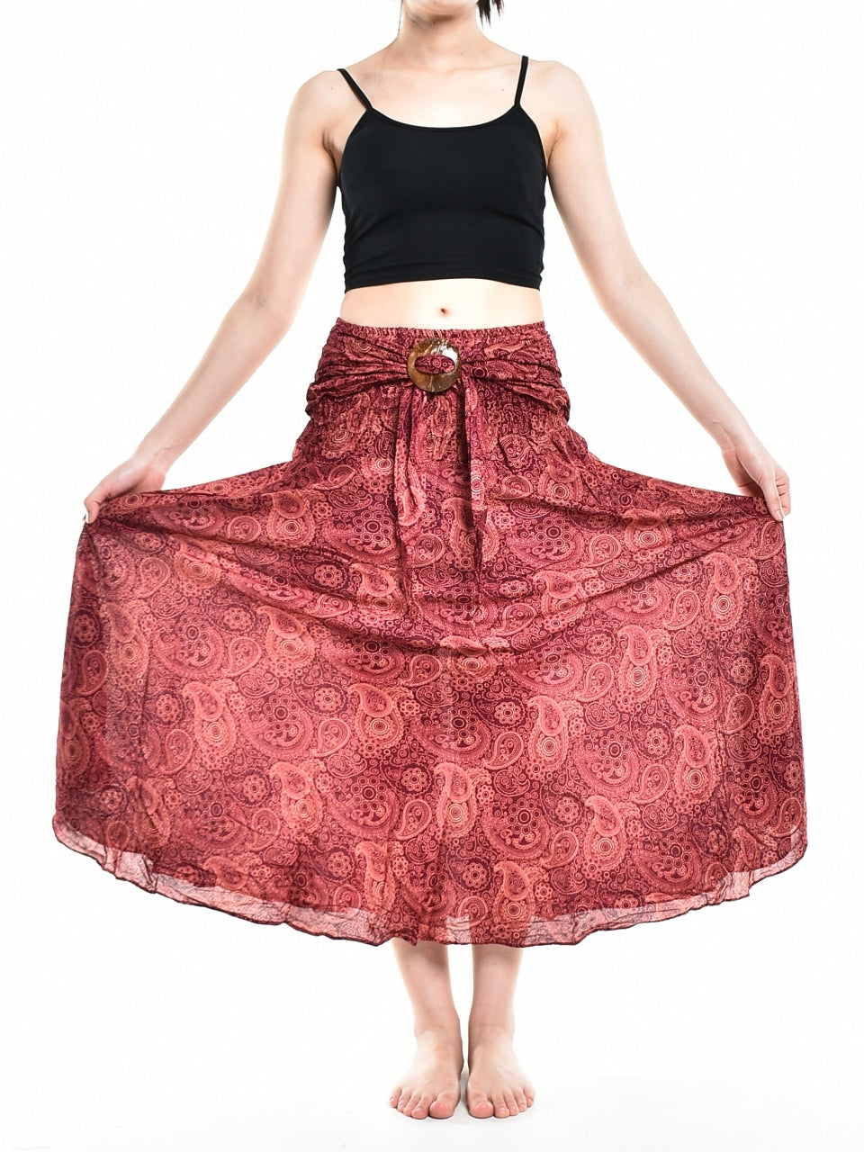 Bohotusk Red Orbit Long Skirt With Coconut Buckle (&amp; Strapless Dress)