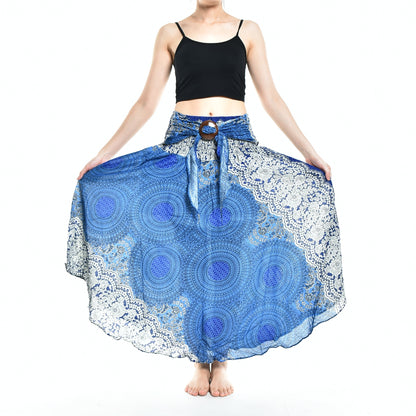 Bohotusk Blue Marble Long Skirt With Coconut Buckle (&amp; Strapless