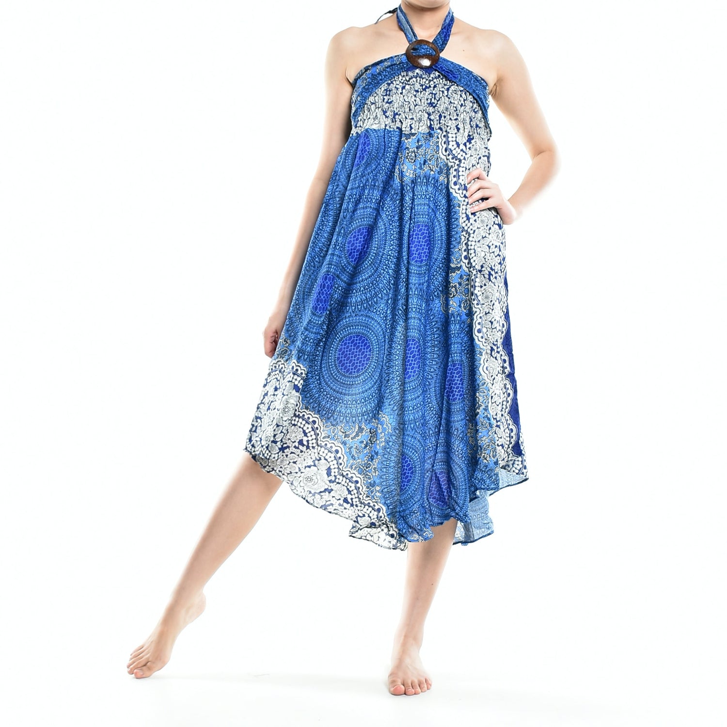 Bohotusk Blue Marble Long Skirt With Coconut Buckle (&amp; Strapless