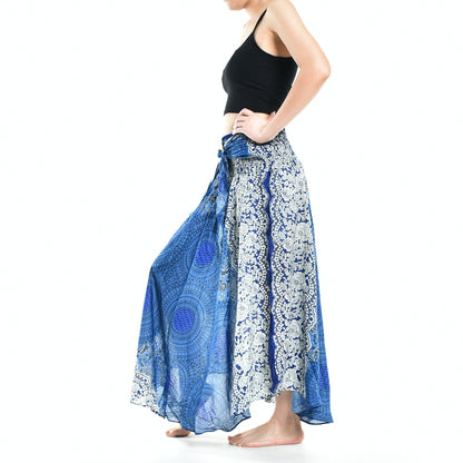 Bohotusk Blue Marble Long Skirt With Coconut Buckle (&amp; Strapless