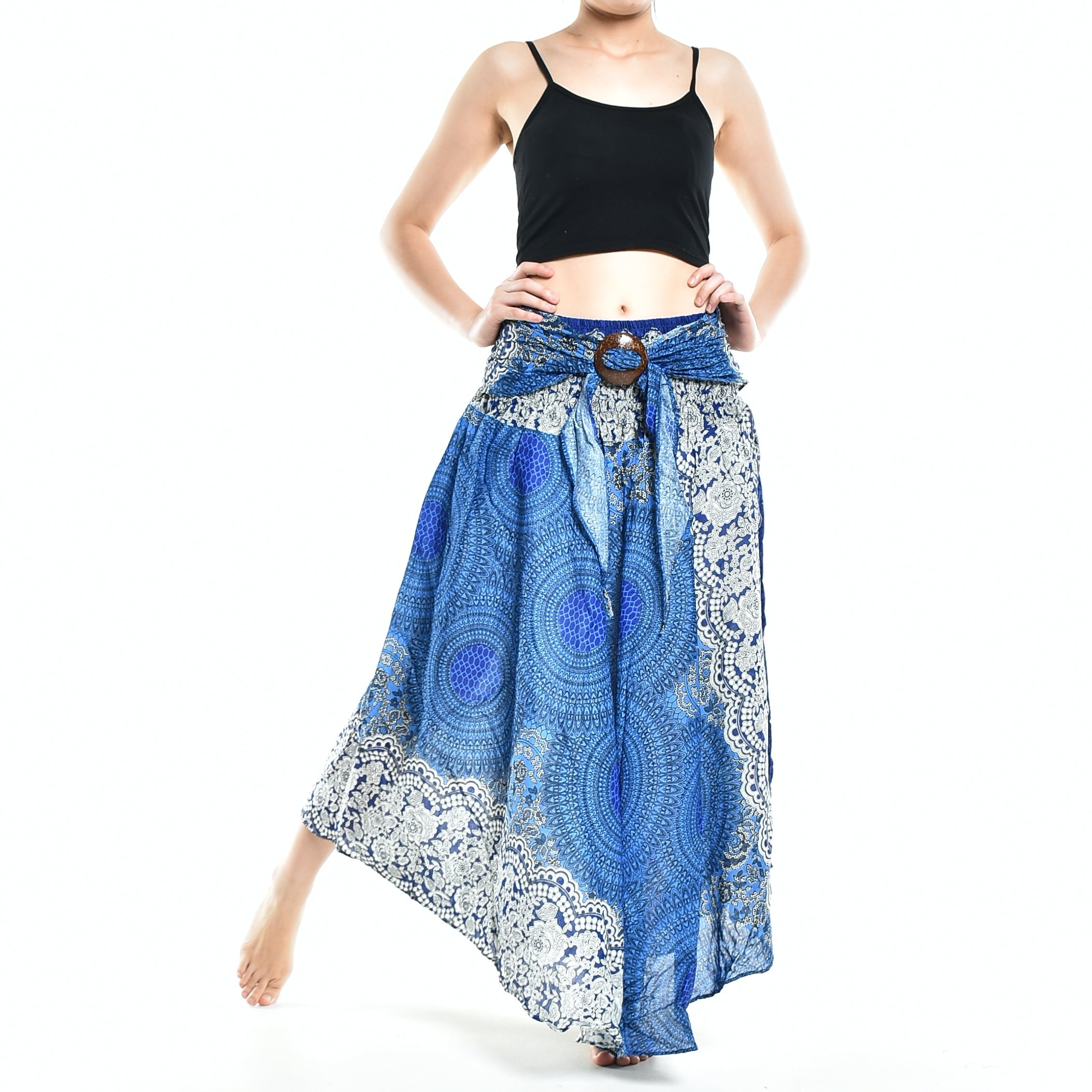 Bohotusk Blue Marble Long Skirt With Coconut Buckle (&amp; Strapless