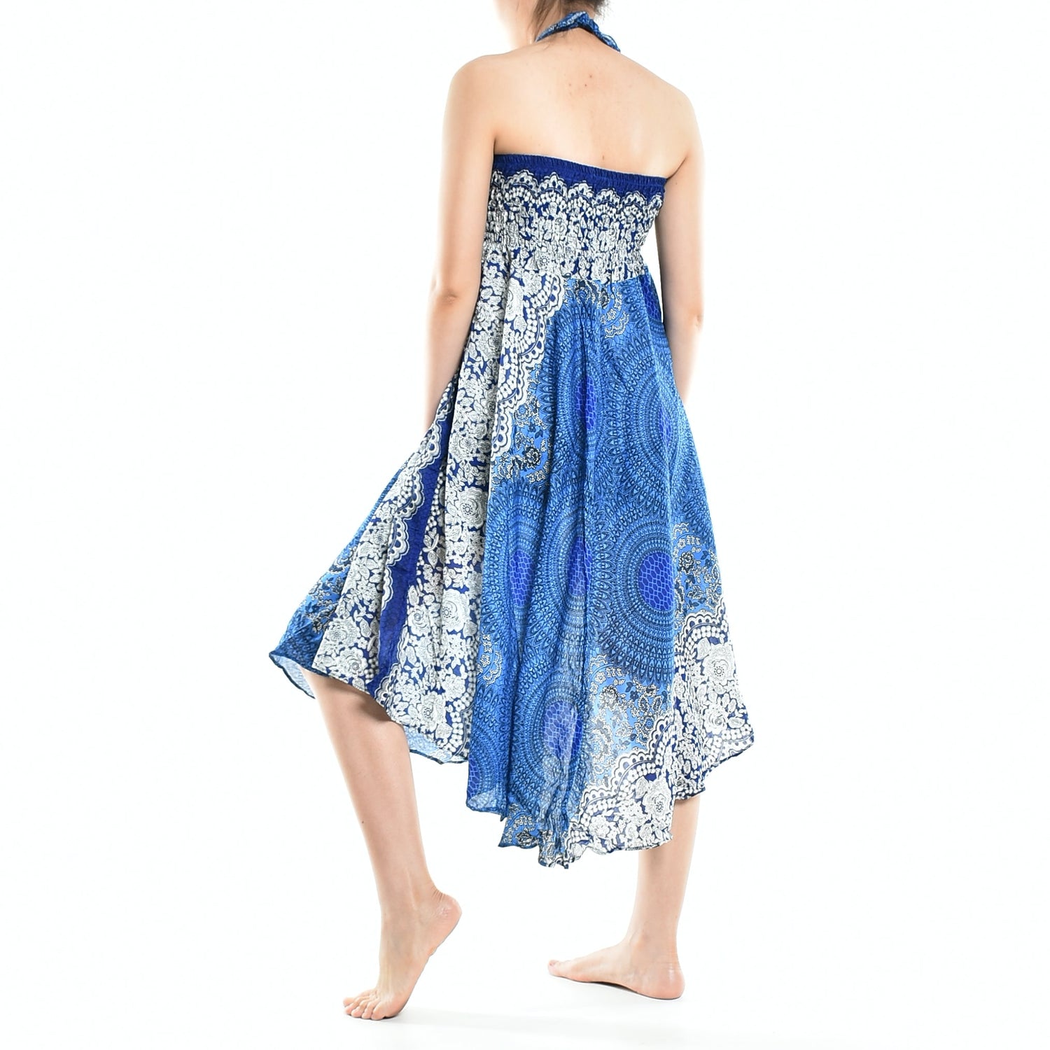 Bohotusk Blue Marble Long Skirt With Coconut Buckle (&amp; Strapless