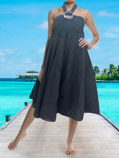 Bohotusk Plain Black Beach Dress (&amp; Long Skirt With Coconut Buckle)